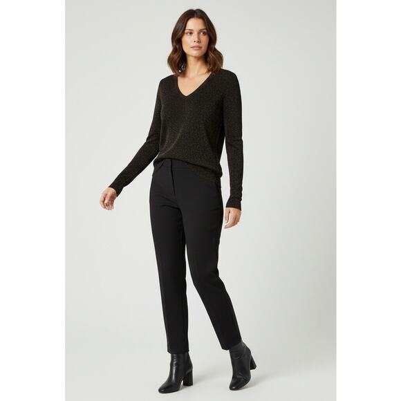 Brunello Cucinelli Metallic V-Neck Long Sleeve Top - Picture 1 of 12